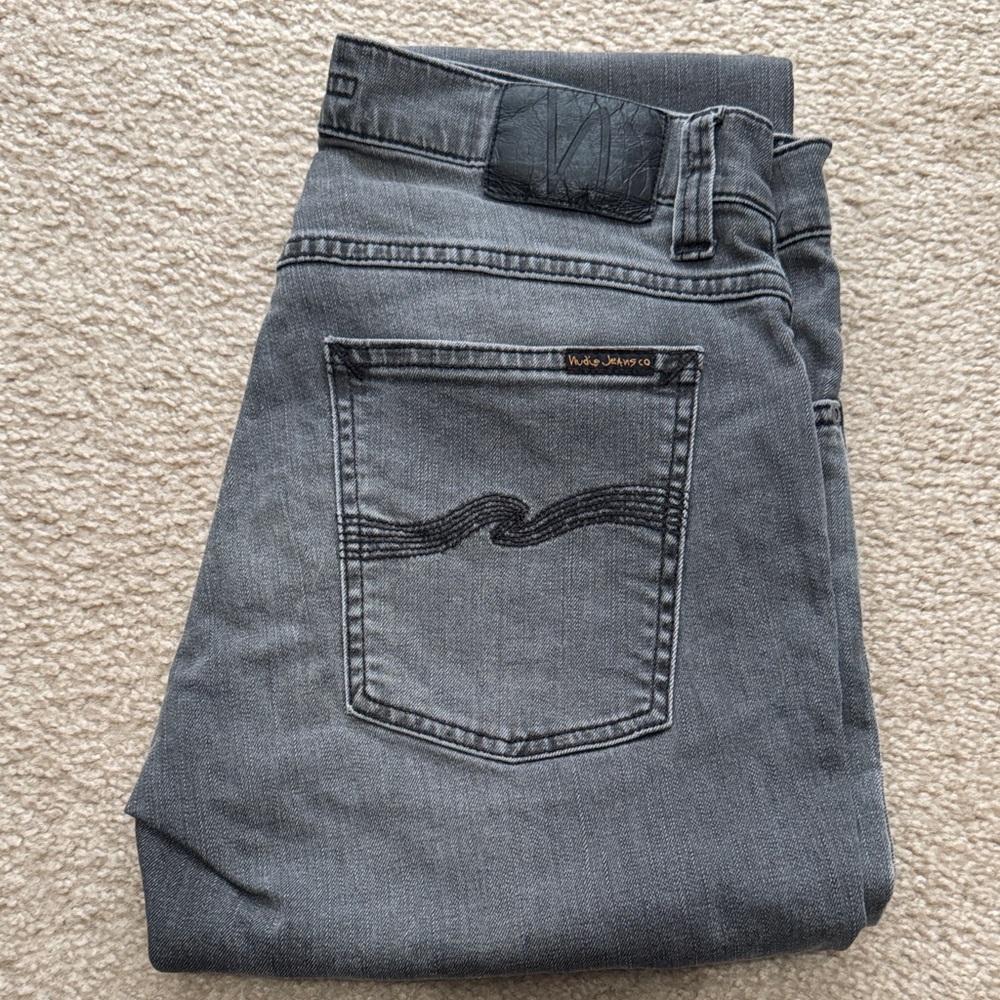 Nudie Jeans Men's Tight Terry Mid Grey Pwr Slim Denim 32/36
